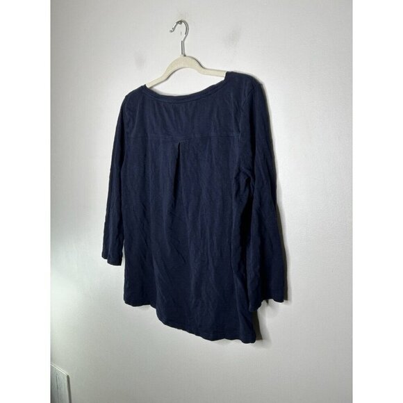 Talbots Shirt Women's Navy Blue V Neck Preppy Beach 3/4 Shirt Tee Size Large - Picture 6 of 8